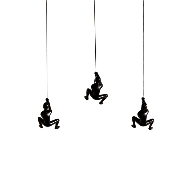 Climbing Man Home Decor Classic Wall-Art Sculpture | 3-Piece | Black - Picture 2 of 5